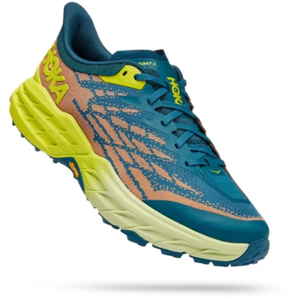 Hoka One One Speedgoat 5 Chaussures Homme, Jaune/Bleu Pétrole soldes de Noël 1