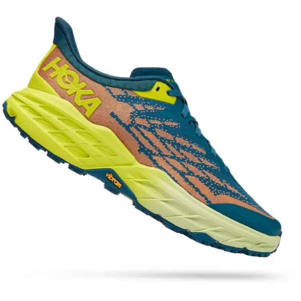 Hoka One One Speedgoat 5 Chaussures Homme, Jaune/Bleu Pétrole soldes de Noël 3