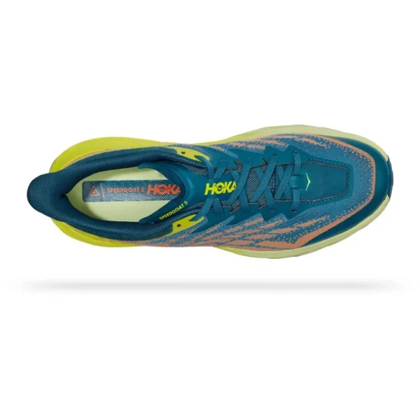 Hoka One One Speedgoat 5 Chaussures Homme, Jaune/Bleu Pétrole soldes de Noël 6